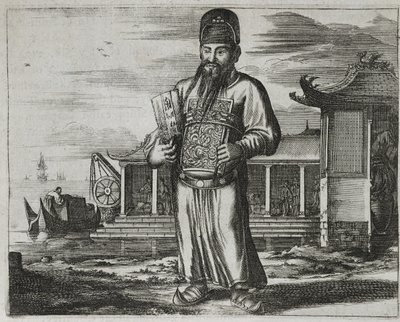 Senior Civil Servant Collecting Taxes, illustration from a description of Embassies to China, 1690 by English School